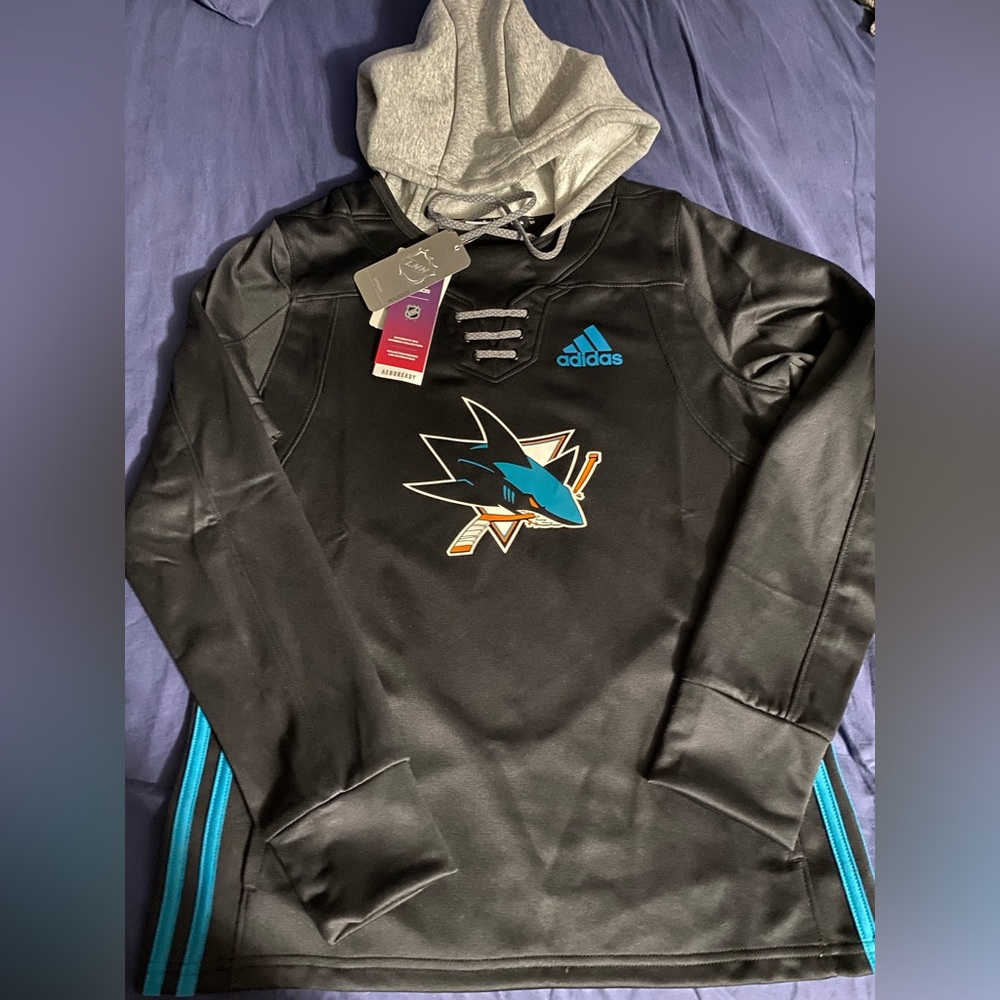 Adidas Black and Gray Hoodie San Jose Sharks NHL